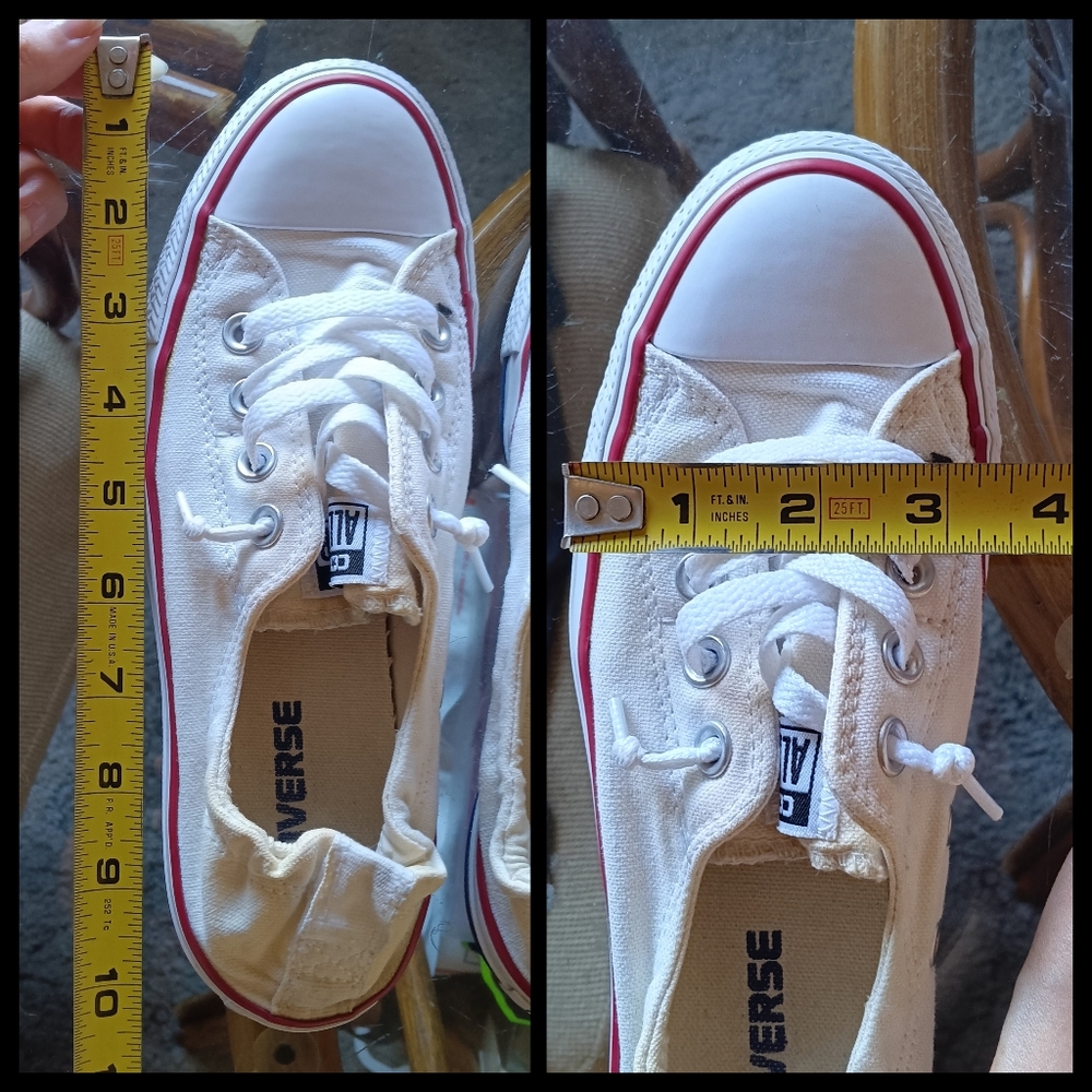 🤍 Converse All Star White Canvas Sneakers Shoes Womens 7 White Low Slip - Picture 15 of 15